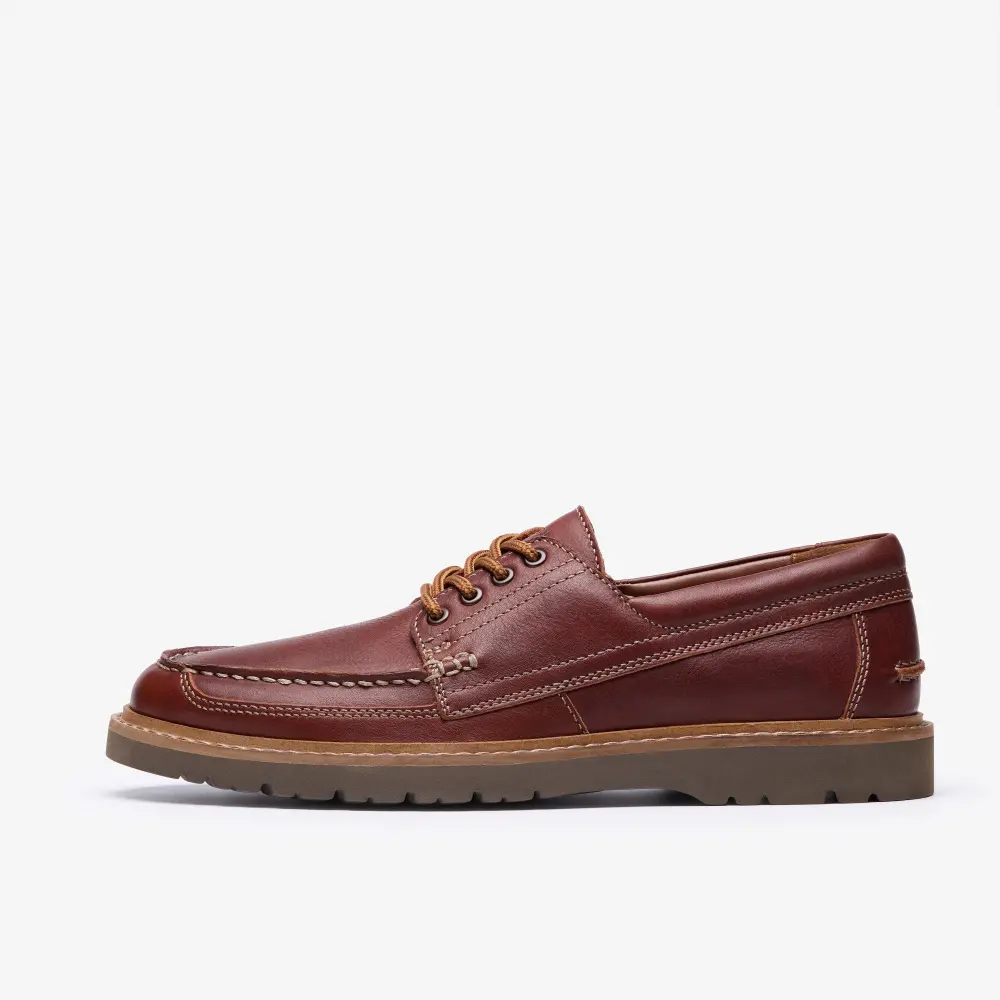 Mens Weltridge Moc Dark Tan Leather Boat Shoe online
